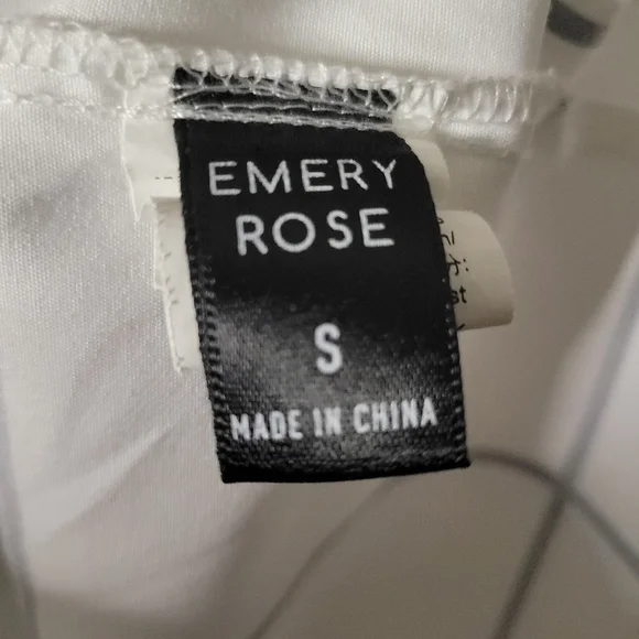 Emery Rose White & Black Grid Pattern Women's Top, Size Small, Notched Neckline - Picture 4 of 5